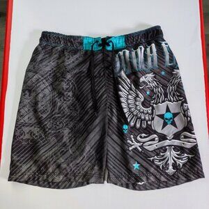 Elite MMA swim trunk / board short blue with graphic design men's size M